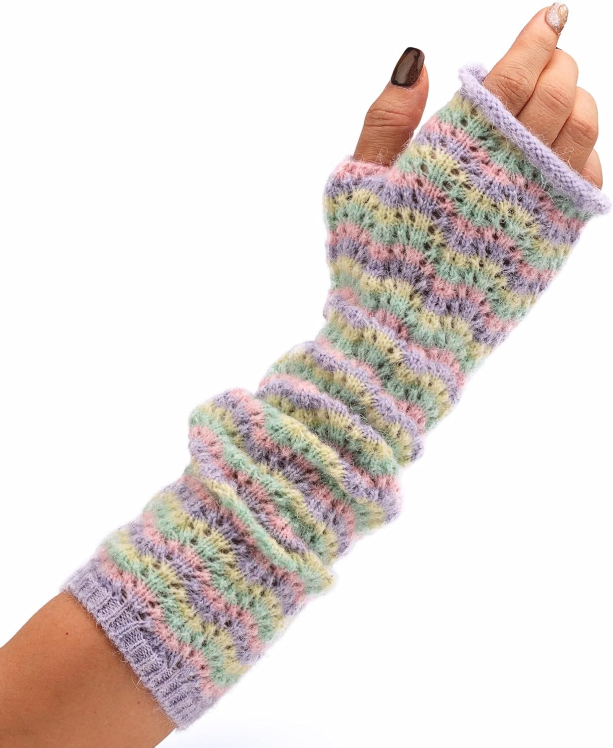 F Flammi Wool Blended Arm Warmer Winter Novetly Fingerless Gloves Knit Mitten Gloves Wrist Warmer for Women - Image 4