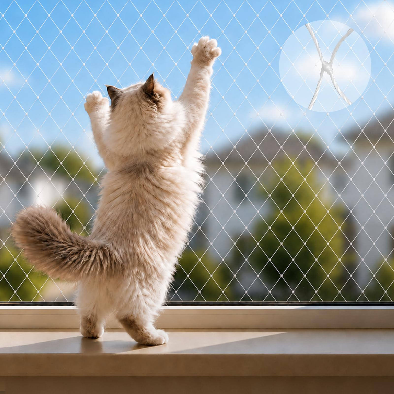 NETFLO 8x3m Cat Net for Balcony Nylon Cat Safety Net Transparent White