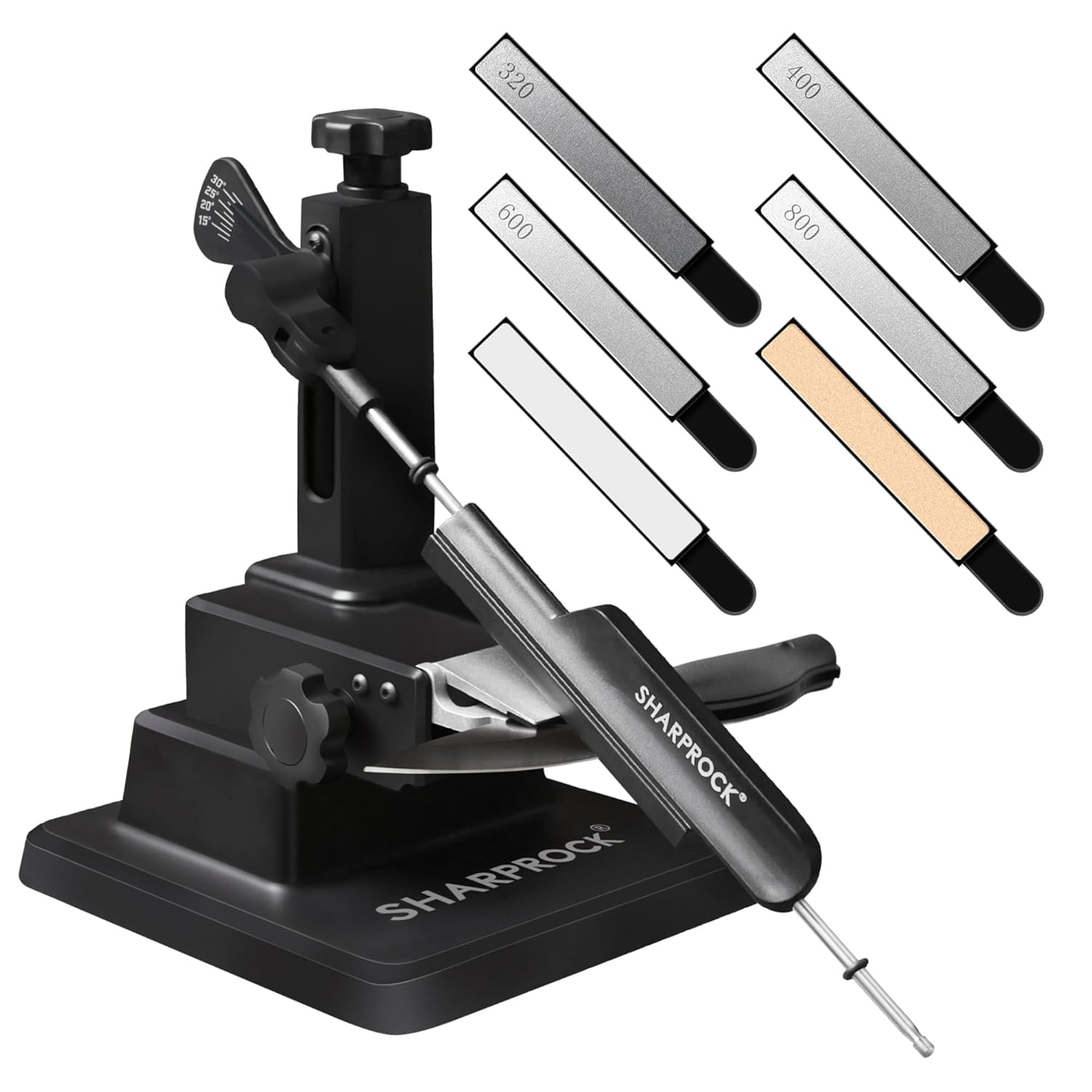 Knife Sharpener System with Precision Angle Adjustable - 7 Whetstones Tool with Ceramic and Diamond Knife Sharpening Kit