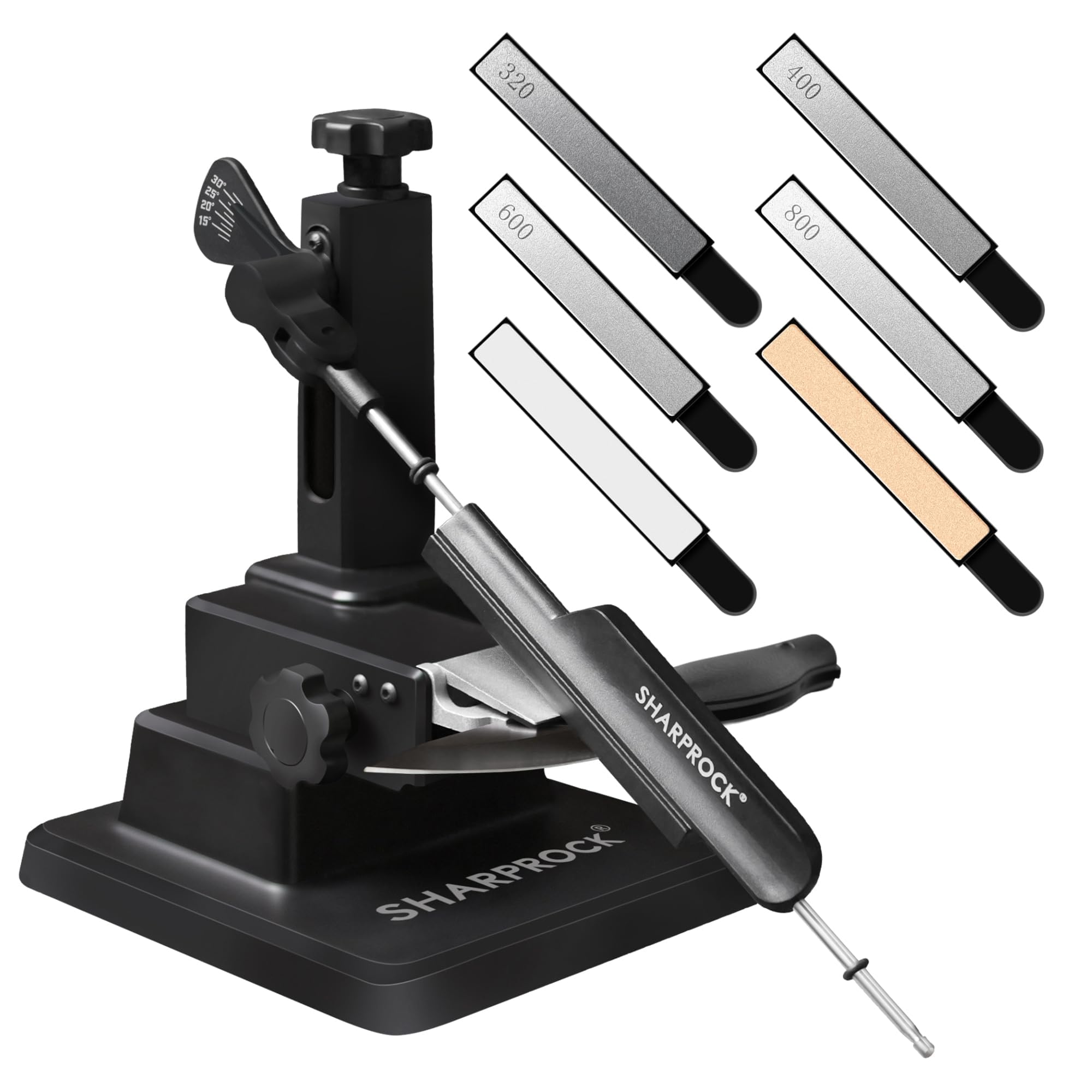 Knife Sharpener System with Precision Angle Adjustable - 7 Whetstones Tool with Ceramic and Diamond Knife Sharpening Kit