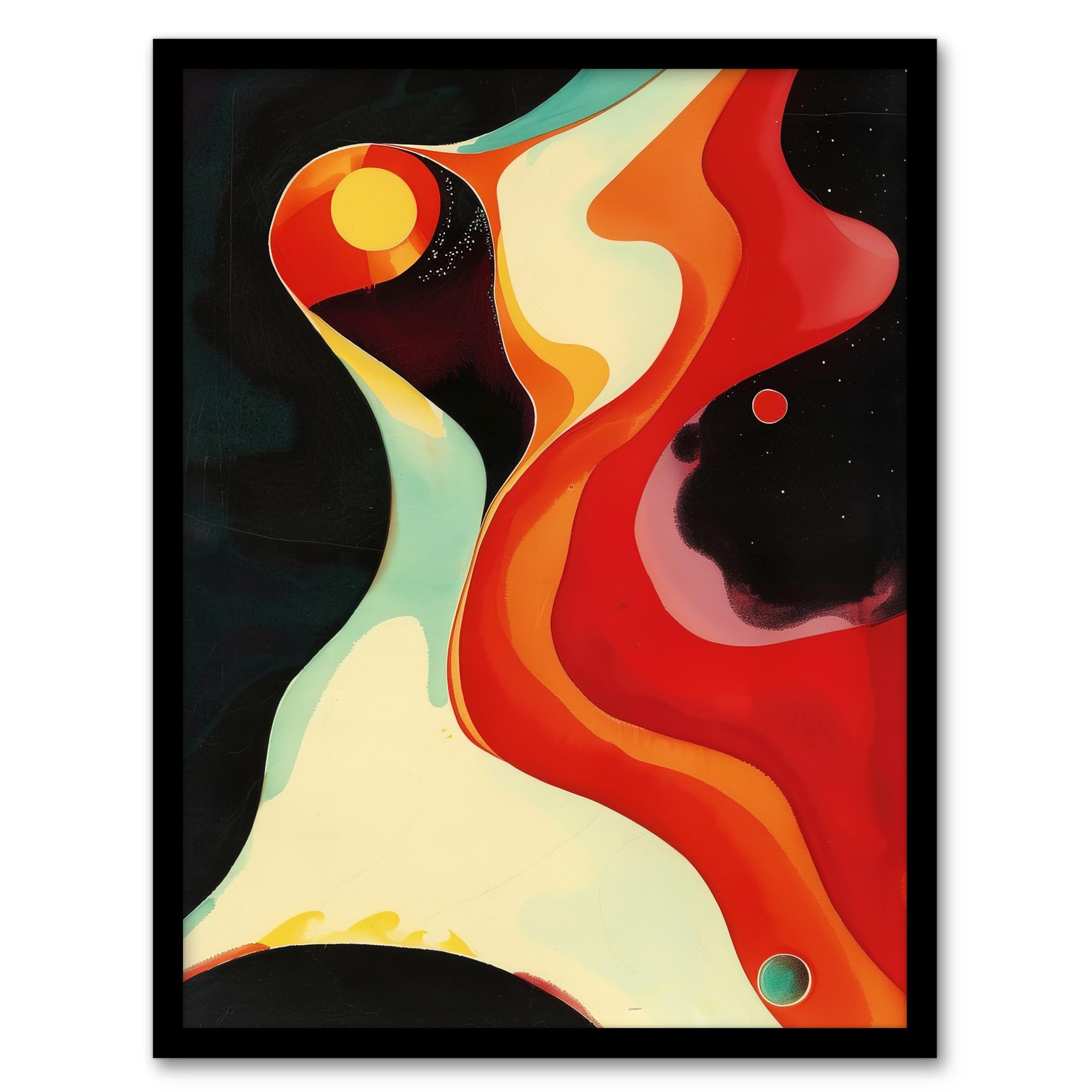 Artery8 Abstract Galaxy Space Artwork Planets Stars Living Room Artwork Framed Wall Art Print A4
