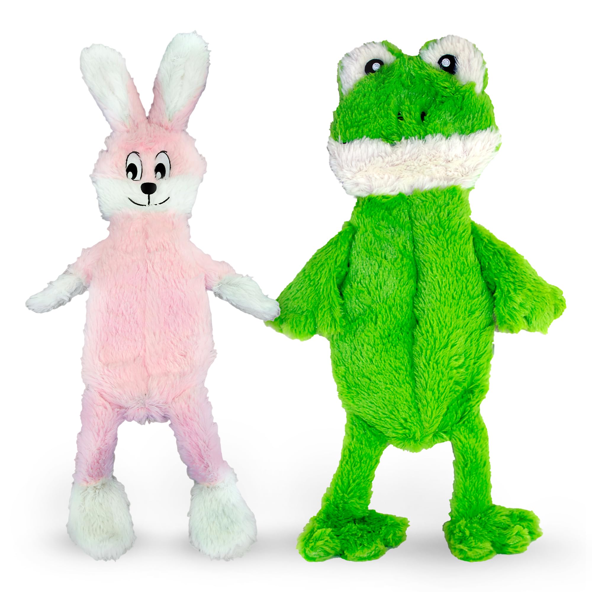 FGA MARKETPLACE Frog-Pink Rabbit Flat NO Stuffing NO Squeak Plush Dog Toy, Funny Style Will Entertain Your Pet for Hours, Recommended for Small and