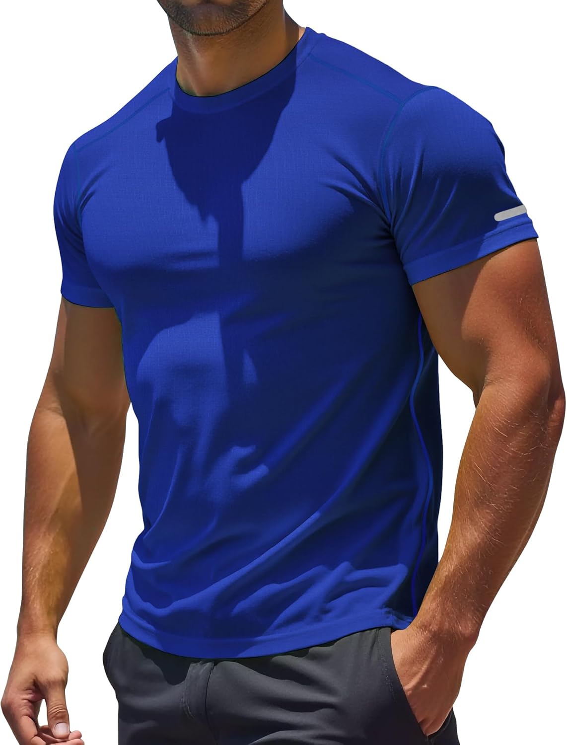 RGJU Workout Shirts Men Moisture Wicking T-Shirt Quick Dry Running Short Sleeve Gym Performance Active Tee Athletic Fit
