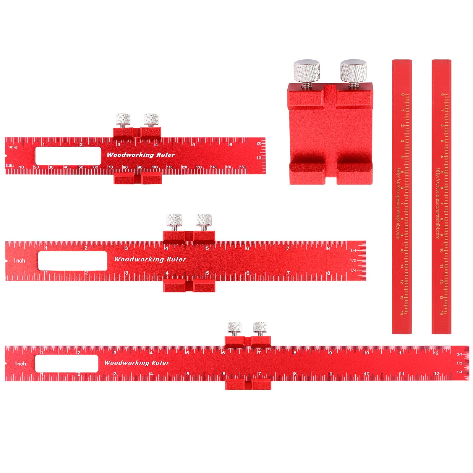 3 pièces de règle à mors, règle en aluminium pour travail du bois, règle de menuiserie réglable avec butée, règle parallèle pour menuiserie et bricolage