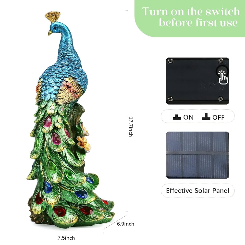 庭 手作り彩絵 クジャク持LED太陽ライト 工芸品2 楽天市場】ガーデンライト ガーデニングオブジェソーラーLED