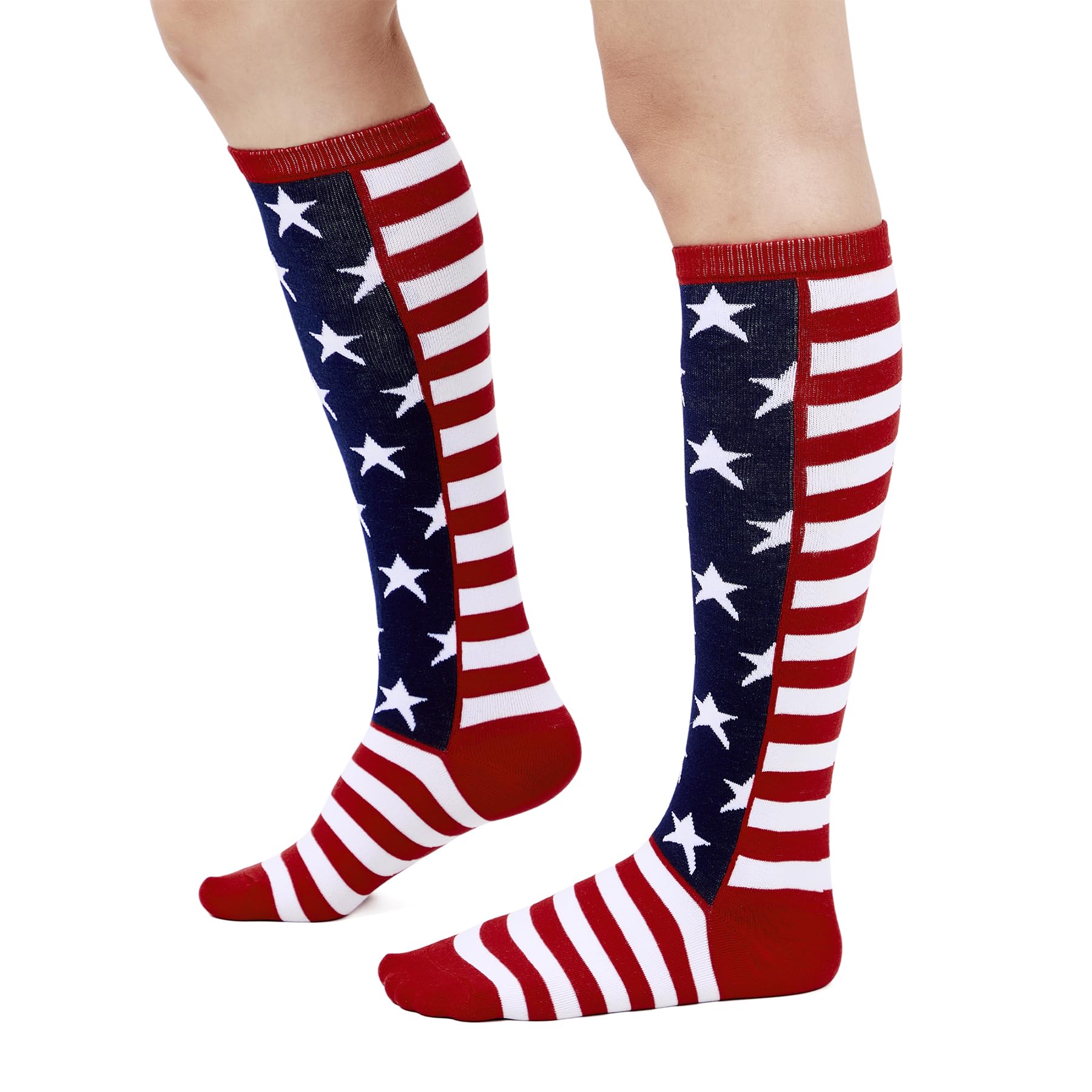 Zando Knee High Socks for Women Striped Athletic Long Tall Tube Socks Outdoor Sports Casual Thigh High Stockings