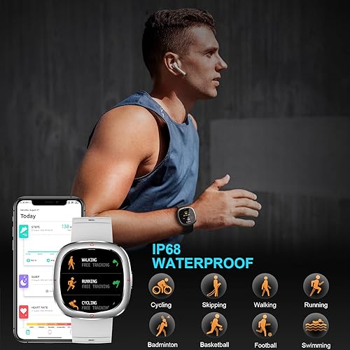 Miniatura 2 de Reloj inteligente para hombres y mujeres, rastreador de actividad física con impermeabilidad IP67, monitor de salud para presión arterial,