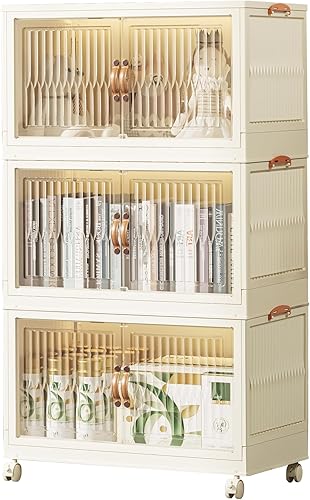 IVYROLL Contenedores de almacenamiento apilables, contenedores de almacenamiento de 8.4 galones con tapas, contenedores de almacenamiento de