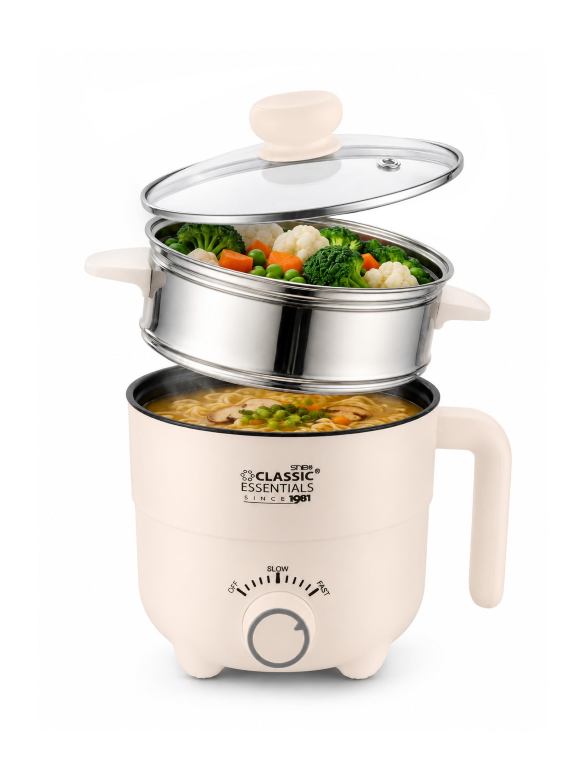 Classic Essentials Multipurpose 1.5L Electric Kettle & Steamer | 600W Fast Heating | Stainless Steel Inner Pot | Double Layer Cool Touch Body | Tea, Coffee, Soup, Egg Boiler & Vegetable Steamer-image-43
