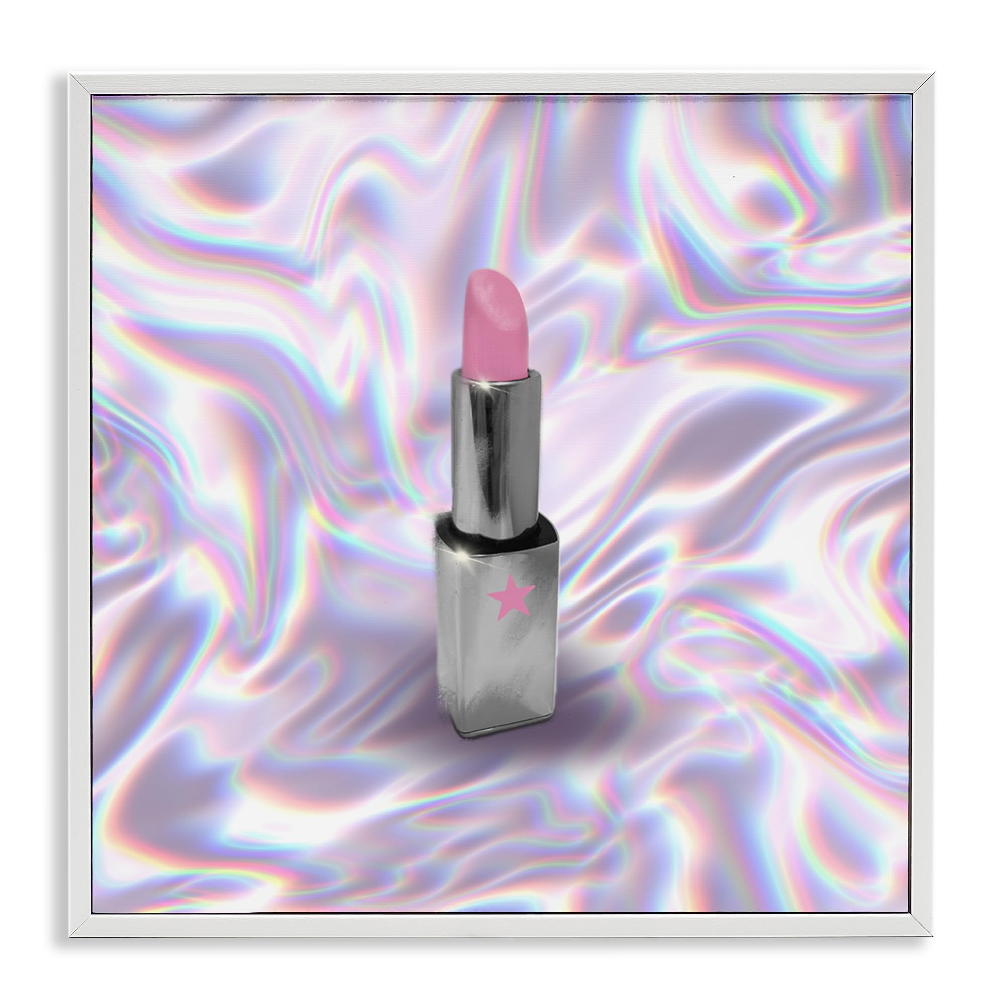 Stupell Industries Coastal White (Textured) 'Iridescent Icon Lipstick', Framed Giclee Art, White, 12 X 12 Inches, Easy To Hang And Sturdy, Made In Usa, By Matthew Piotrowicz