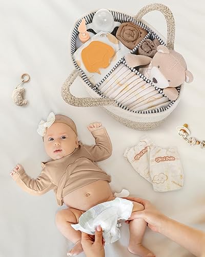 Miniatura 6 de Organizador de pañales para bebé cesta de pañales de cuerda de algodón organizador de pañales para cambiador cesta de almacenamiento de pañales