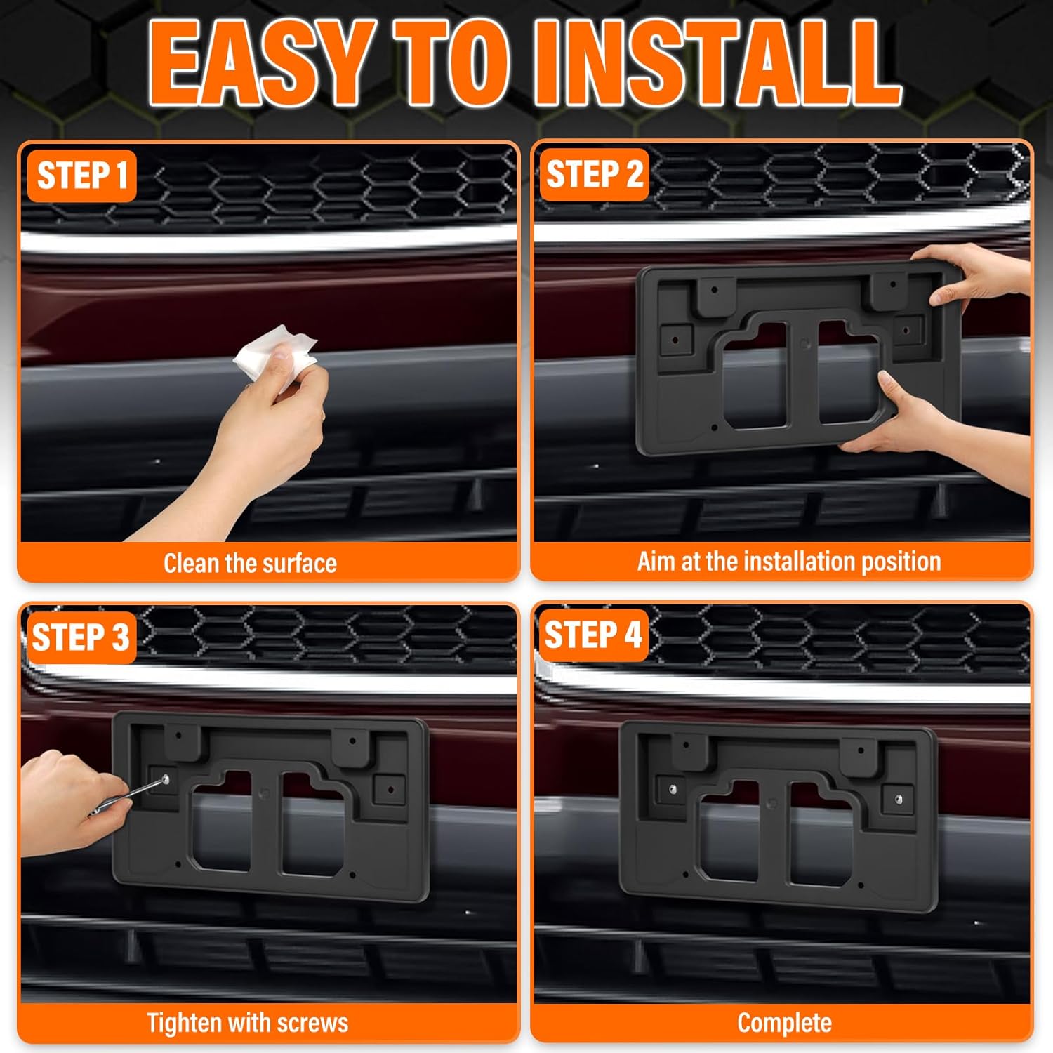 ABS Front License Plate Holder Compatible with 2012-2014 Honda CR-V, Anti-Vibration License Plate Mounting Bracket, Rust-Proof Replacement Frames with Screws, Quick Installation