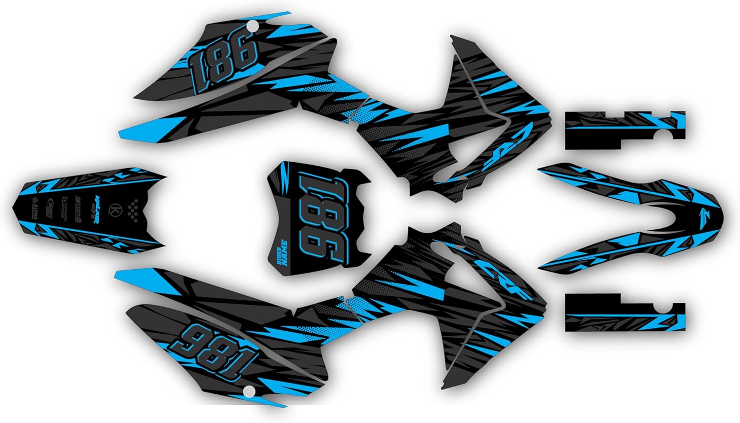 Graphics kit for Honda CRF125f (2013-2018) Twitch Series Red 9 Mil-Dirt bike Custom Racing Graphics Decals Stickers Kit, no-plastics