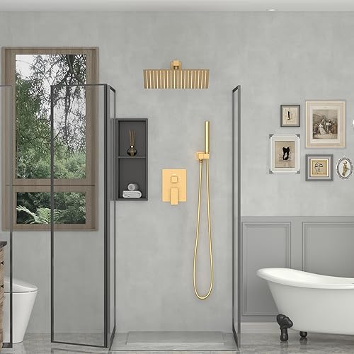 Miniatura 116 de BESy - Cabezal de ducha efecto lluvia cuadrado, de acero inoxidable de alta presión, de 1/16”, ultra fino, cobertura de cuerpo completo con boquilla