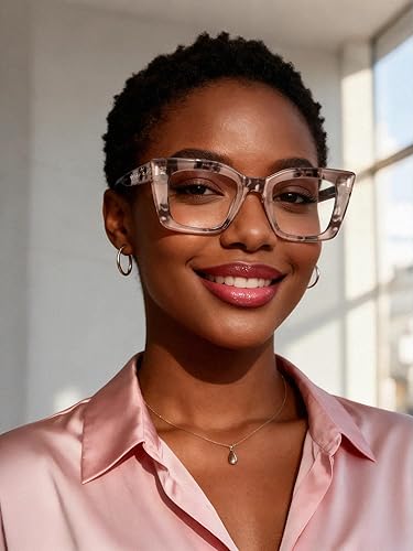 Miniatura 3 de VISOONE Lentes con bloqueo de luz azul TR90 con bisagra de resorte, diseño de ojo de gato, antirreflejos, para mujer CALIDA