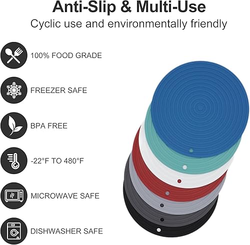 Miniatura 4 de Alfombrillas de silicona para ollas y sartenes, resistentes al calor, almohadillas calientes flexibles para mesa de cocina, tapetes antideslizantes,