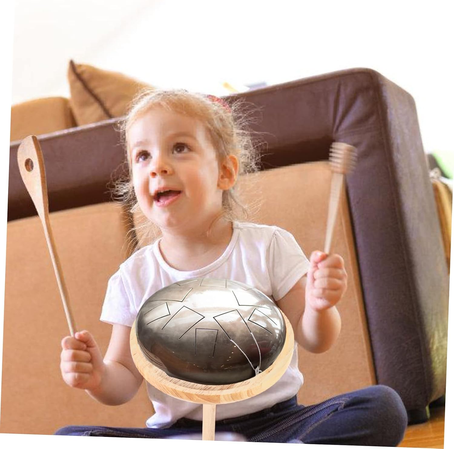 Toyvian Drum Stand Sturdy Ethereal Wood Holder for Steel Tongue Drum Compact Display Rack for Practice Storage Stylish Design