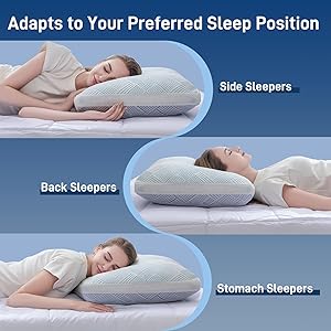 Lyralith Shredded Memory Foam Cooling Soft Bamboo Viscose Pillows King Set of 2, Adjustable Hypoallergenic Hotel Quality Bed Pillows for Side, Stomach or Back Sleeper, Oeko-TEX Certified