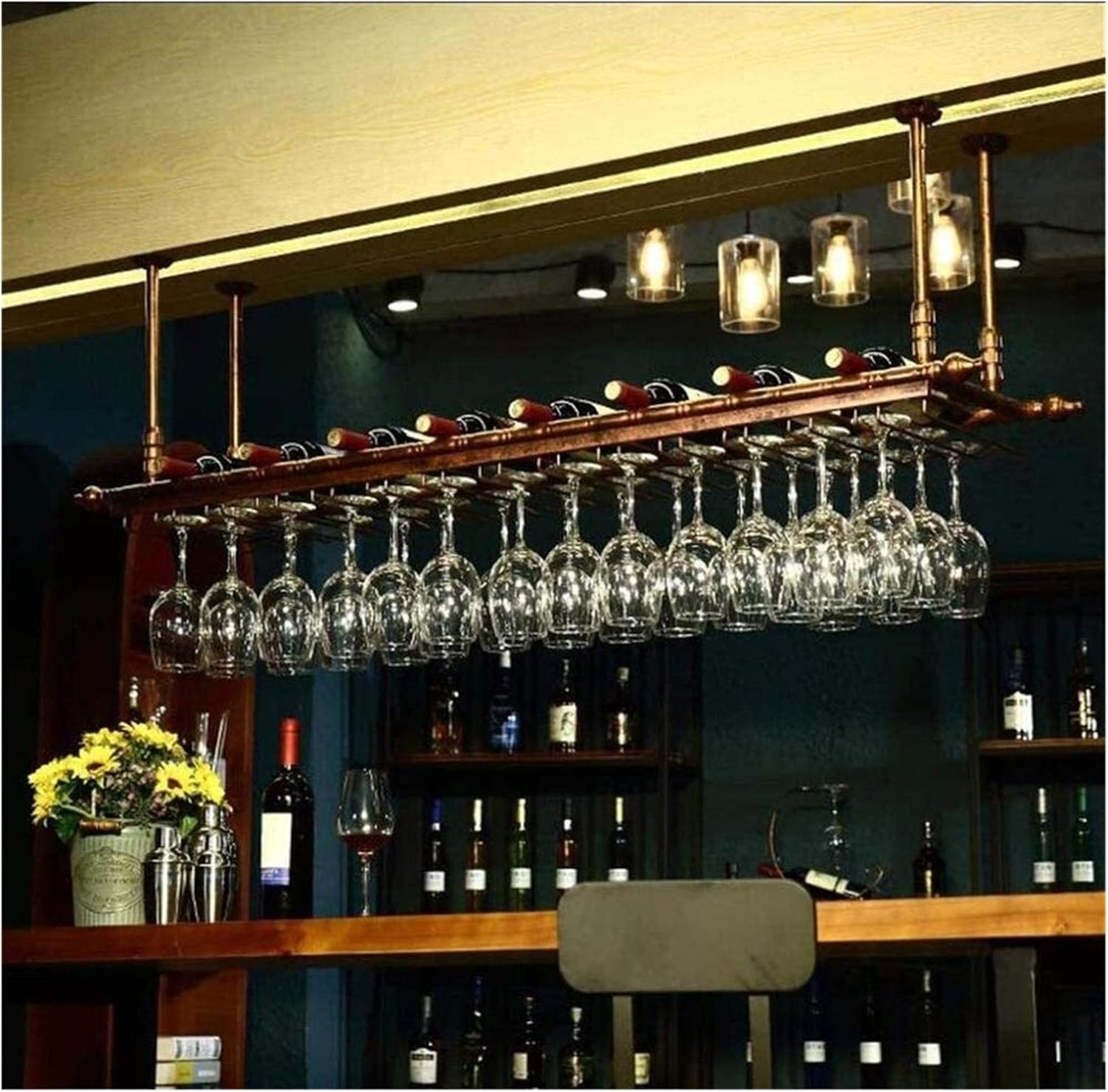 YYDD Wine Bar Wall Rack for Bar Kitchen Wine Lovers Bar
