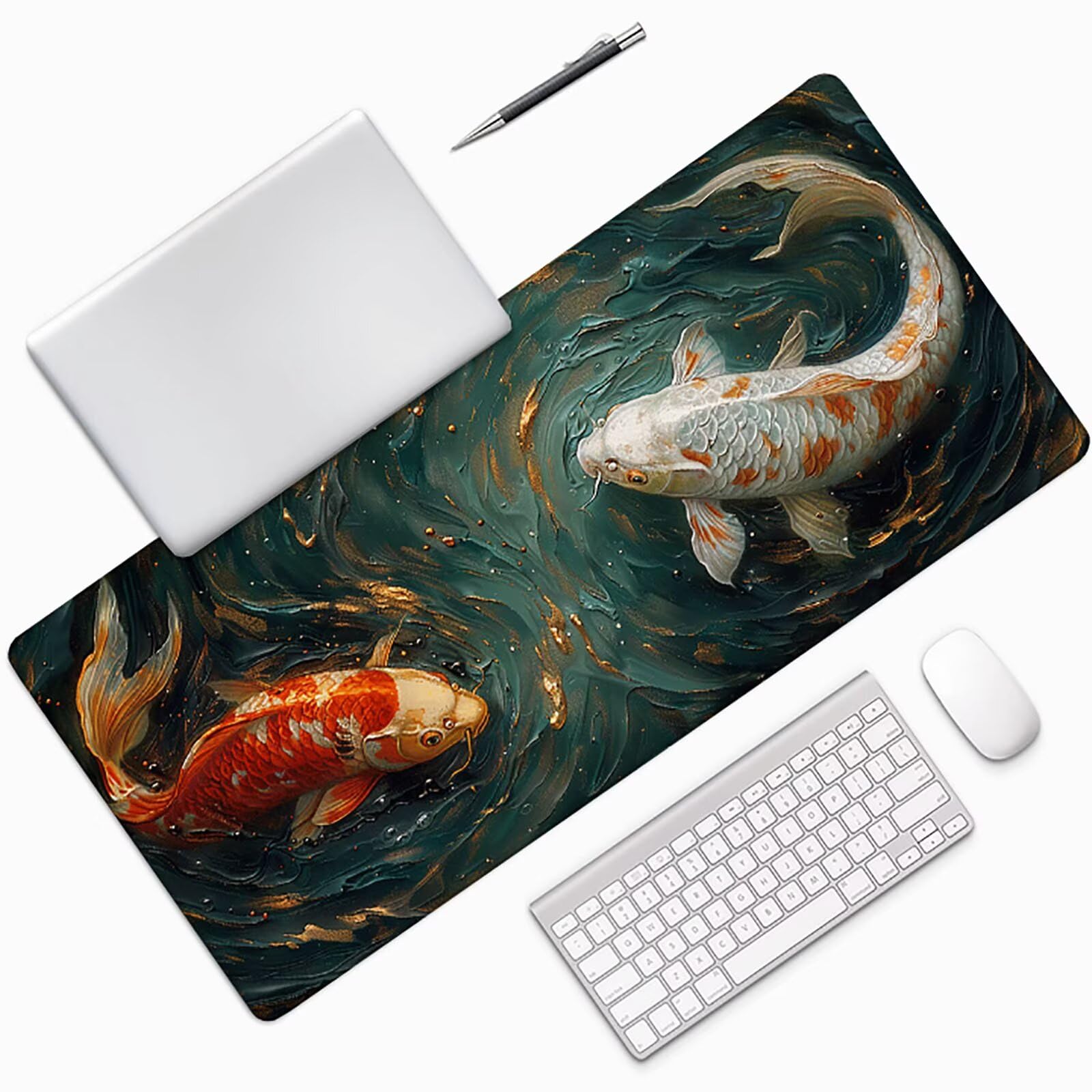 Pescare Tappetino Mouse Gaming xxl 1000 x 500 mm, Tappetino Scrivania Rosso Con Bordi Cuciti, Presa Stabile su Superfici Lisce, Impermeabile Antiscivolo Mouse Pad per Gaming Accessori Regalo j2-241