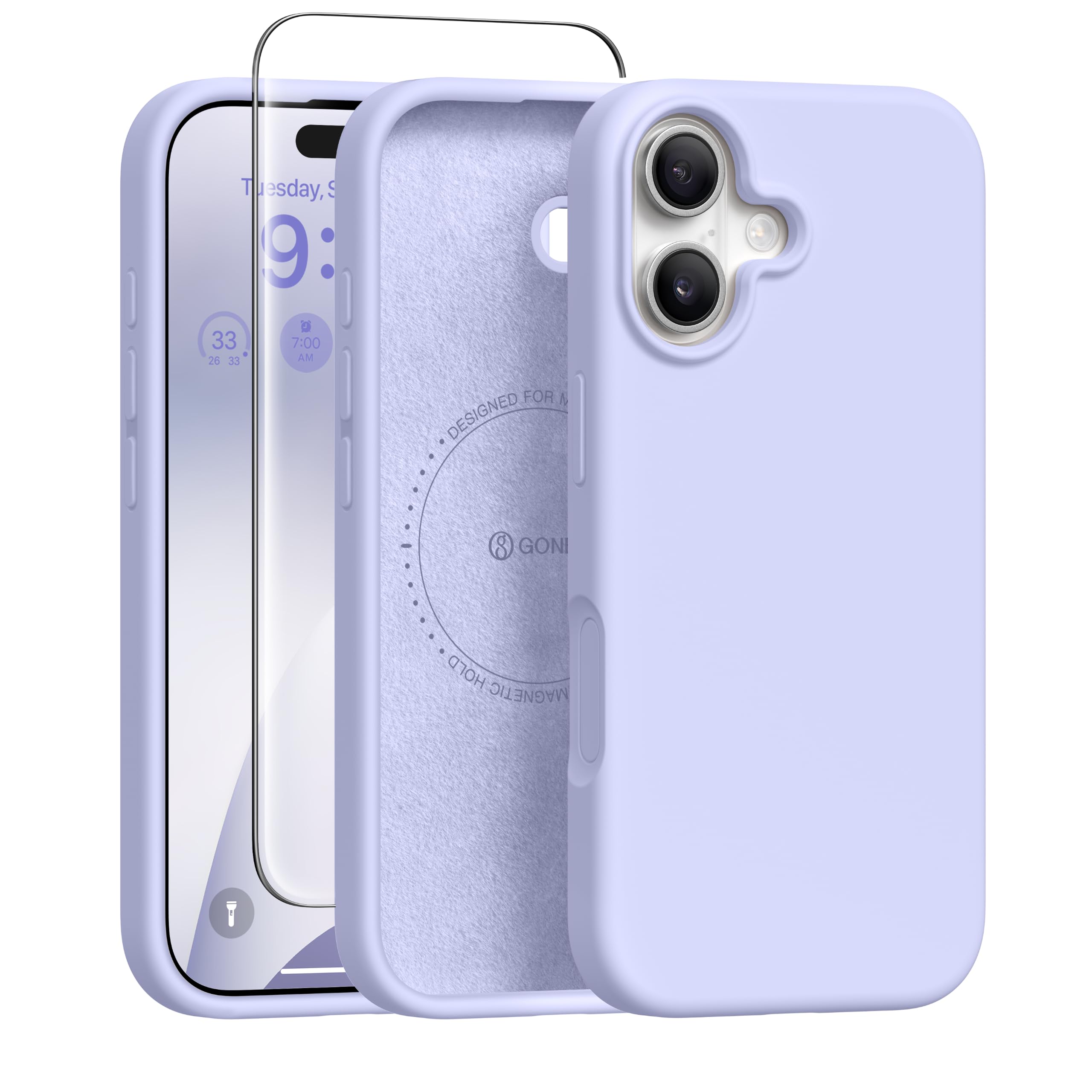 GONEZ Magnetic for iPhone 16 Case, Silicone Cover Lilac