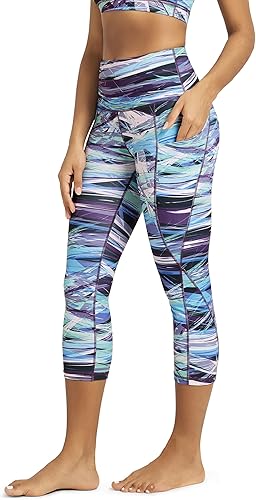 Miniatura 438 de ODODOS - Leggings tipo capri de mujer, no se traslucen y modelan el abdomen, con cintura alta y bolsillos; para hacer yoga, atletismo, ejercicio