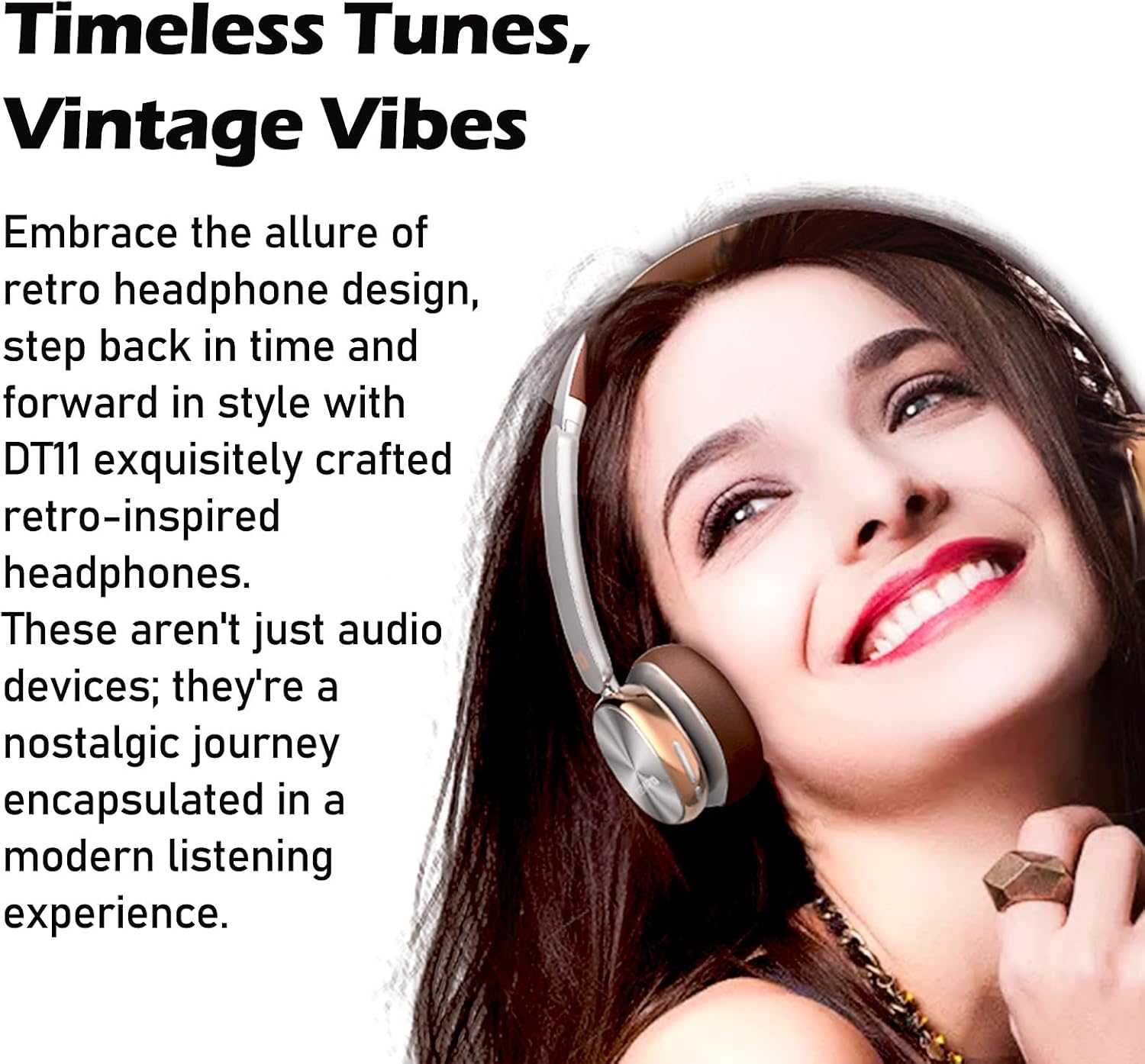 SANSUI ANC Wireless Headphones,Over Ear Headphones with 50H Battery Life,Active Noise Cancelling,Deep Bass,Memory Foam Ear Cups,Travel,Office,Bluetooth 5.4, Adjustable Headband, DT11 (Brown) - Image 5