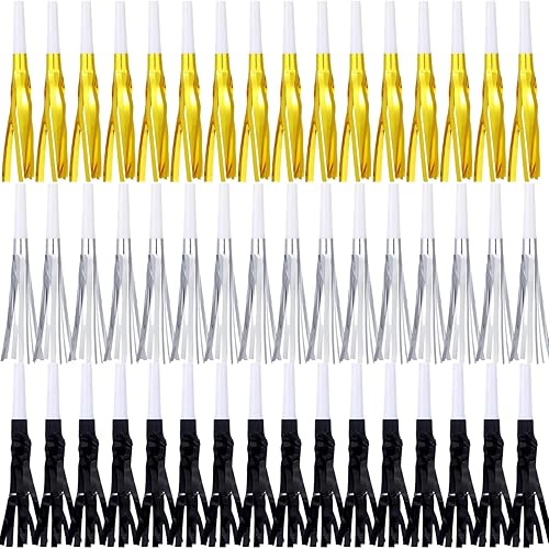 Miniatura 13 de 48 sopladores de fiesta, fabricantes de ruido de Nochevieja, para regalos de fiesta, baby shower, cumpleaños de niños, fiesta de Año Nuevo Oro