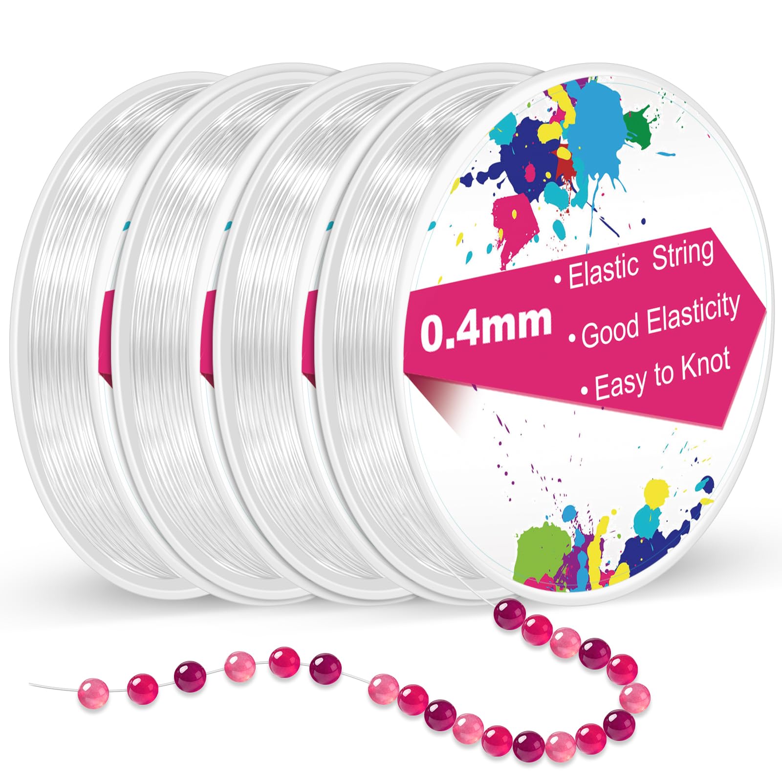 0.4 mm Bracelet Elastic String, Clear Elastic for Bracelet Making, Stretchy Beading Thread for Jewellery Craft DIY Decorations
