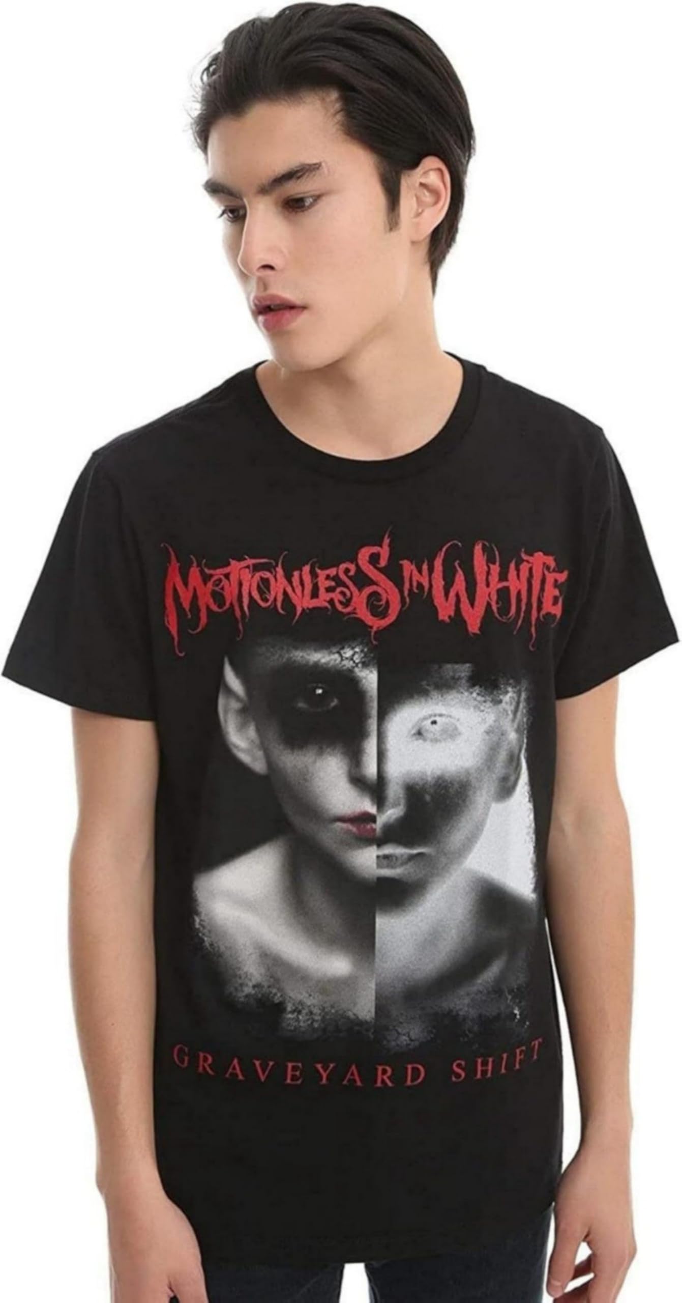 XIU CHUAN Fashion Men's Summer T-Shirt Printed Motionless in White Graveyard Shift T-Shirt Size S