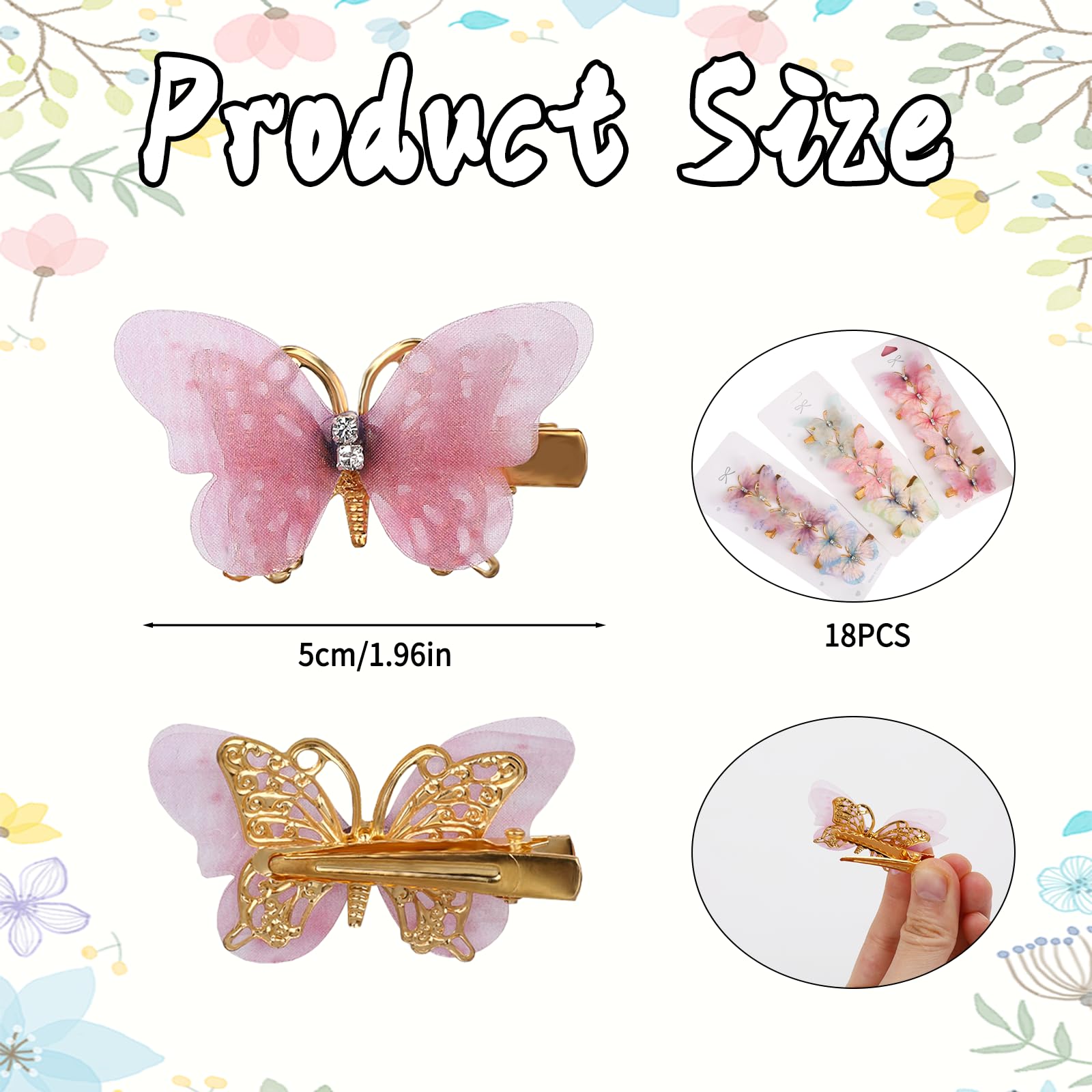 18 PCS Butterfly Hair Clips for Girls, Girls Hair Accessories, Embroidered Cute Colorful Small Tiny Butterfly with Flat Snap for Halloween Cosplay Teens, Women(Light Colors) - Image 2