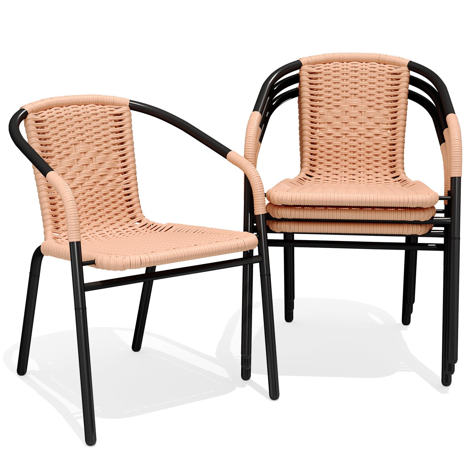 JEAREY Outdoor Dining Chairs Set of 4, Beige