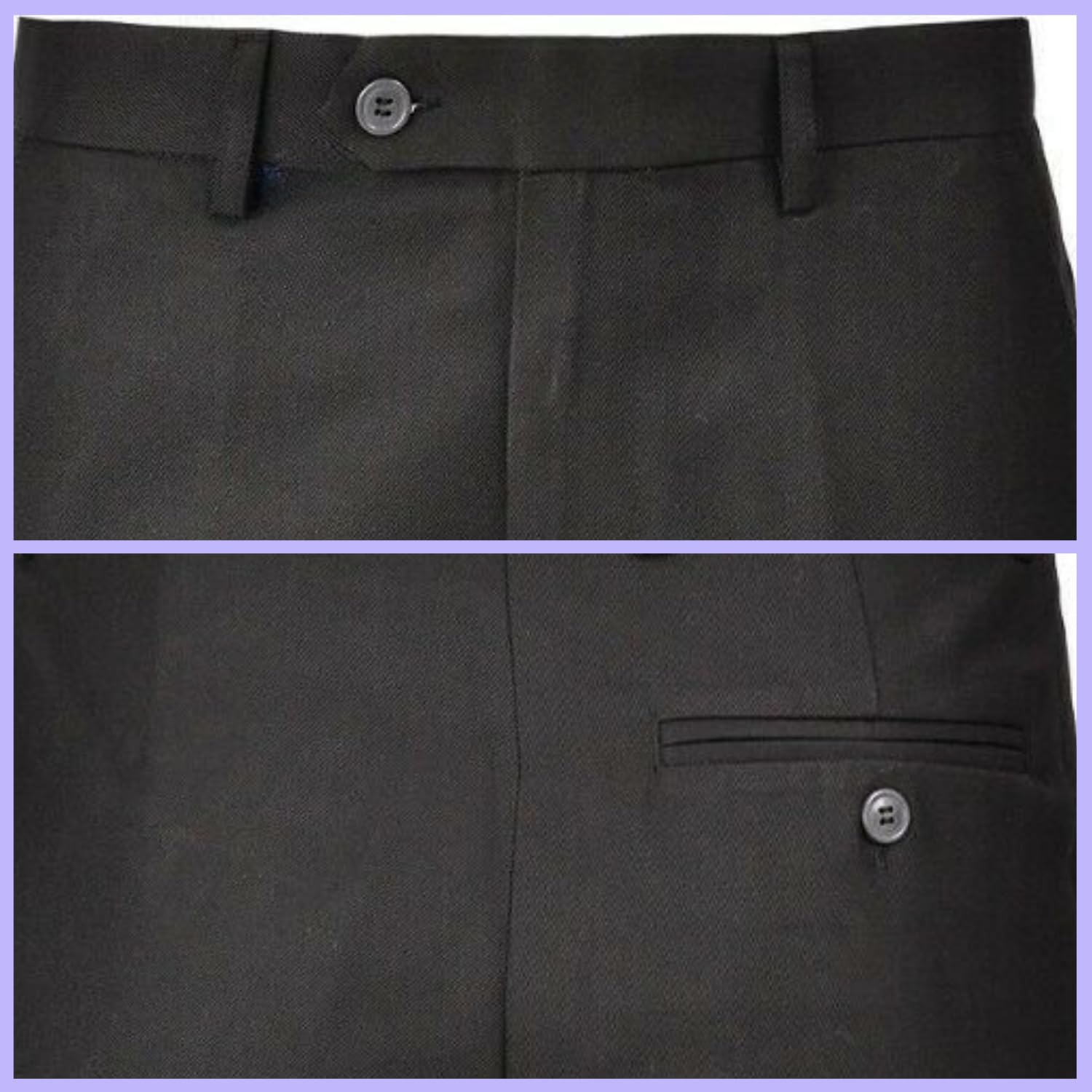 Pantalones de escuela de teflón delgados para niños con ajuste de cintura frontal plano y uniforme formal