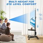 Rfiver Mobile TV Stand pour 23-60 pouces LCD LED Téléviseurs à écran plat/curvé jusqu'à 88 Lbs, Roulement TV Support avec plateau réglable & Tilt, support de plancher portable sur roues (noir, avec sortie d'alimentation)