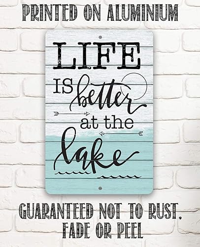 Miniatura 6 de Life is Better at The Lake - Great Lake House Decor, Cabin and Lake Life Art Print, Lake Decorations for Summer Home, Boating and Fishing Sign,