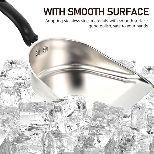 Miniatura 8 de Cuchara de metal para alimentos, pala de acero inoxidable, pala de hielo con parte inferior plana, pala de metal para servir harina, pala resistente