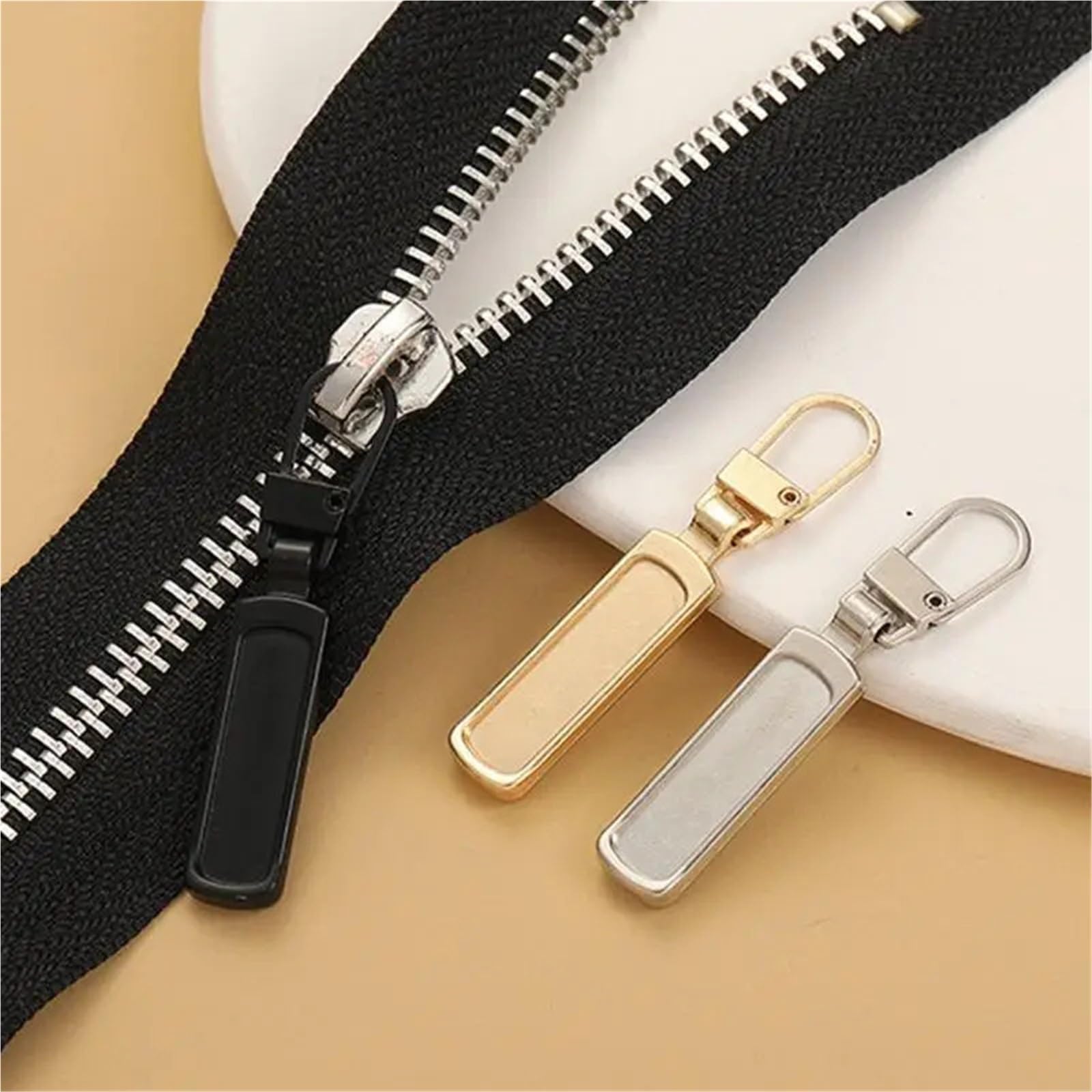 Lot de 80 fermetures éclair amovibles en métal pour sac à dos, valise, veste, sac, manteau (doré)