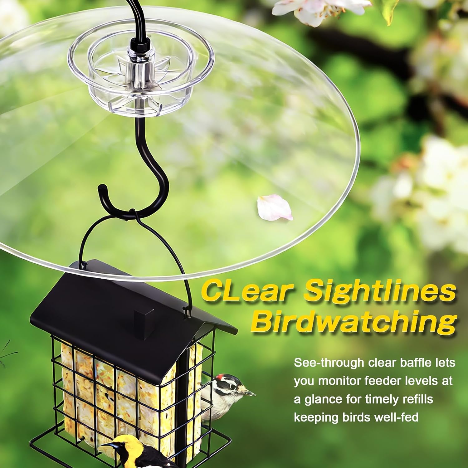 Gtongoko Baffles for Bird Feeders, 12 Inch One-Piece Cover for Rain Guard, Bird Feeder Squirrel Guard, Full Protection for Outdoors, Chew-Proof PC, Pack of 1, Transparent