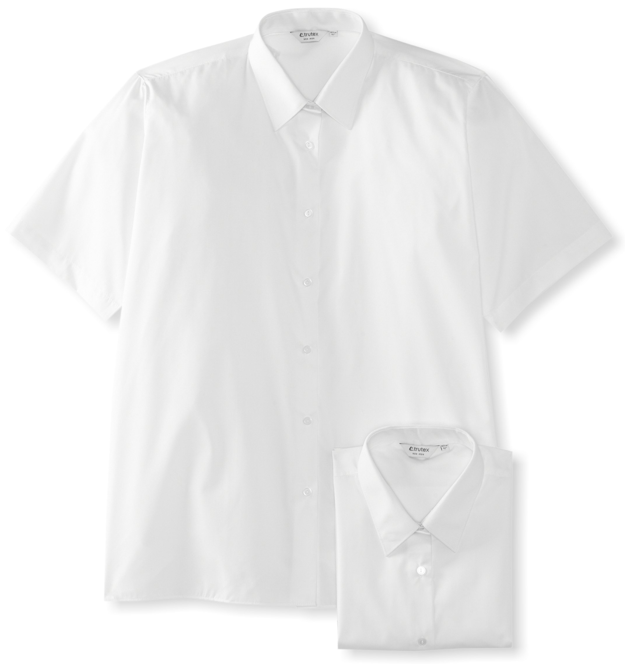 Trutex Girl's 2Pk Non Iron Short Sleeve Blouse, White, 36 inches