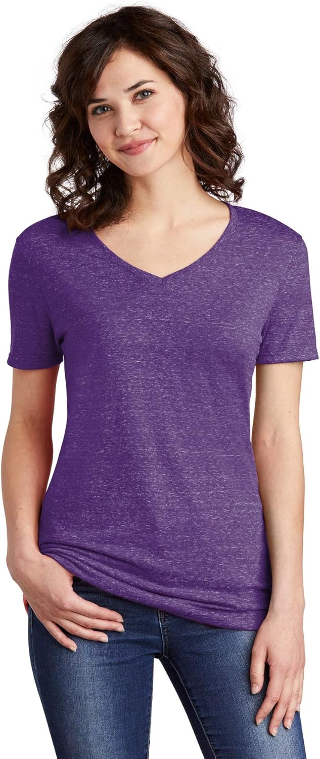 JERZEES Ladies Snow Heather Jersey V-Neck T-Shirt 88WV M Purple