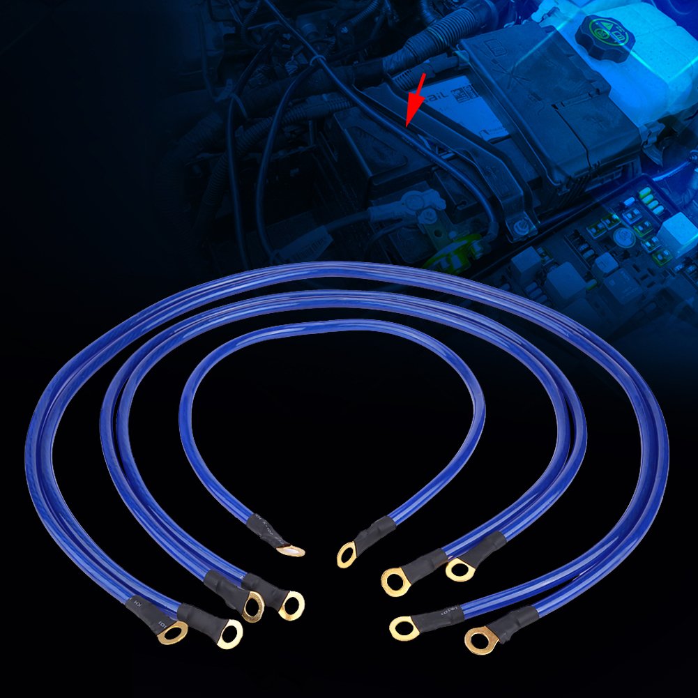Kit Cavi Messa A Terra Auto 5 Punti – Universale Per Migliorare Avviamento E Candele, Blu - 3