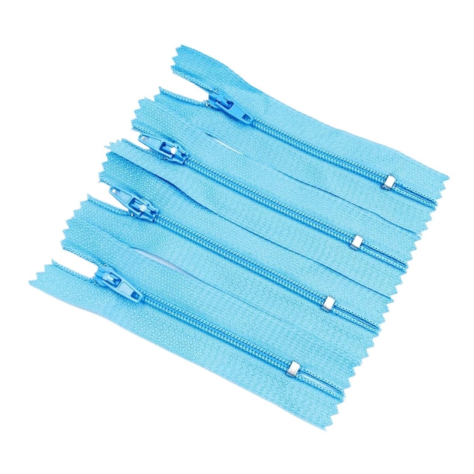 Lot de 4 fermetures éclair en nylon #3 avec extrémité fermée Bleu ciel 60 cm