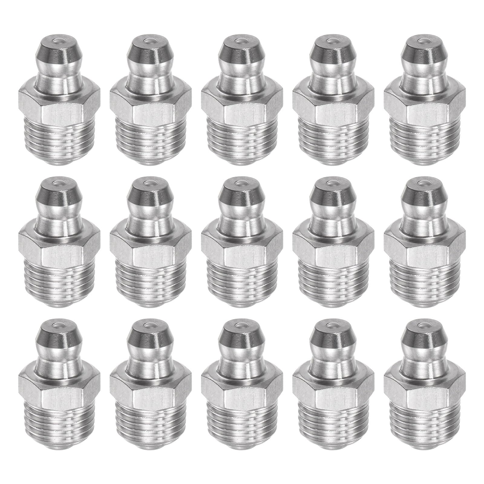 uxcell 304 Stainless Steel Straight Grease Fitting M10 x 1mm Thread 15Pcs