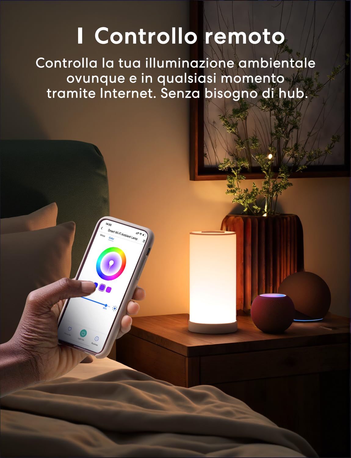 meross Lampada Smart da Comodino a LED, abat jour da comodino Portatile Compatibile con HomeKit, Alexa, Google e SmartThings, Luce Notturna LED Dimmerabile, per Camera da Letto, Soggiorno