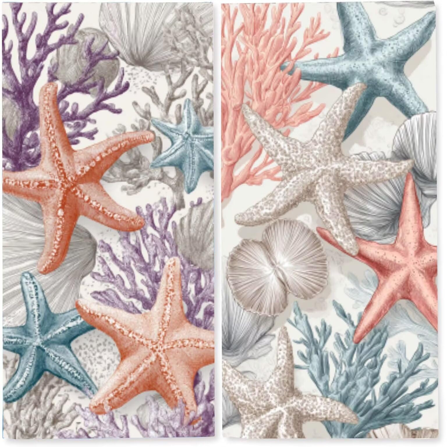 Serviette de Plage Microfibre 90x180 cm, Léger et Doux Anti Sable Séchage Rapide, pour la Plage, Les Voyages, Les piscines Intérieures ou Les saunas, Serviette 2 PC (Peinture D'Étoile De Mer) z-1491
