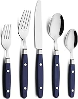 Vista 10 de Set de cubiertos Annova, cubiertos de cocina de acero inoxidable retro/remaches de colores, juego de cubiertos de mesa, incluye cuchillos