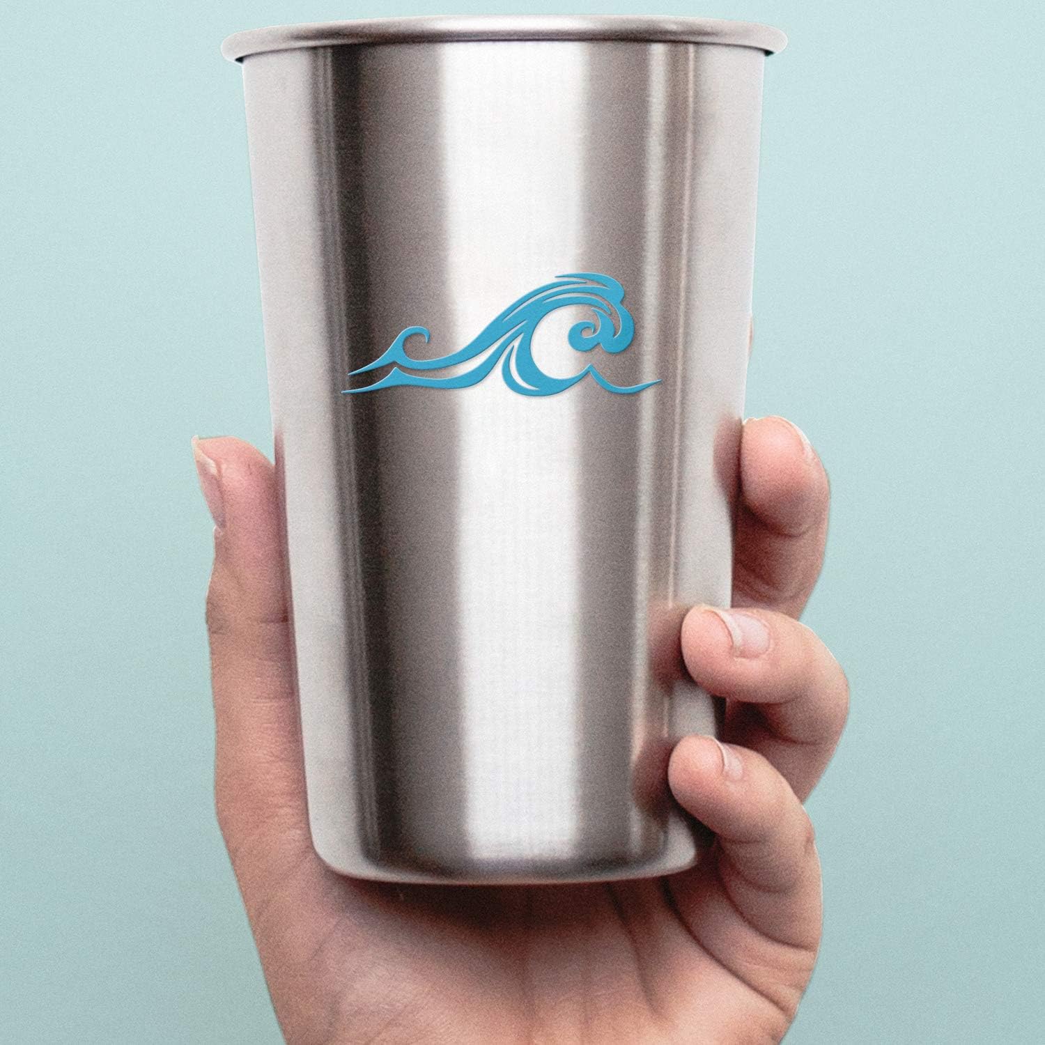 Transparent Decal Stickers of Wave Silhouette (Azure Blue) Premium Waterproof Vinyl Decal Stickers for Laptop Phone Accessory Helmet Car Window Mug Tuber Cup Door Wall Decoration ANDauto012711BE image 5