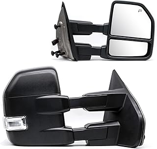 Upgrade style Towing Mirrors fit for 2004-2006 2007-2014 Ford F150 Pickup Truck Power Heated LED Turn Signal Puddle Light A Pair of Tow Mirrors Black Housing 04-14 F-150