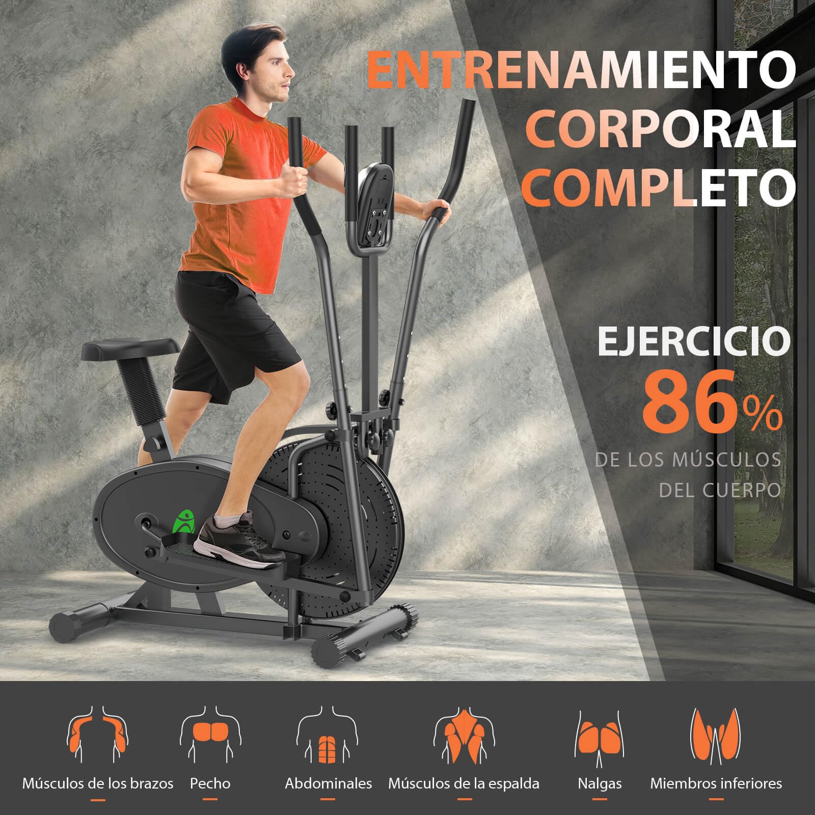 Neezee Crosstrainer für zu Hause, Kompakter 2-in-1-Ellipsentrainer Eliptica Stepper mit LCD-Monitor, Ergonomischem Sitz, Verbesserter Einstellbarer Widerstand, Maximales Gewicht 120 KG