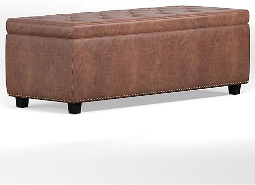 Miniatura 125 de Otomano rectangular de almacenamiento Simpli Home Hamilton, Marrón café Marrón café,Azul aguamarina,Cloud gris,Marrón desteñido,Marrón oscuro